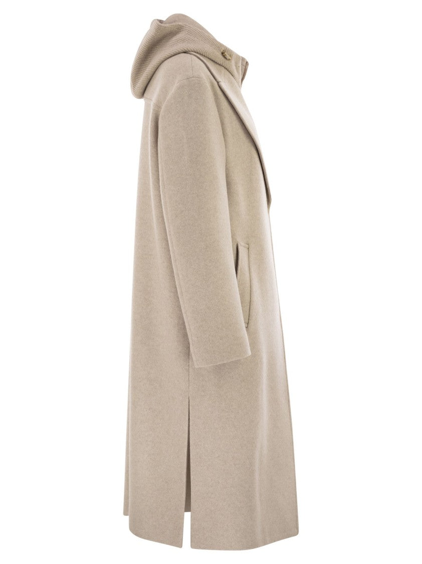 Fay Double Front Wool Jersey Coat