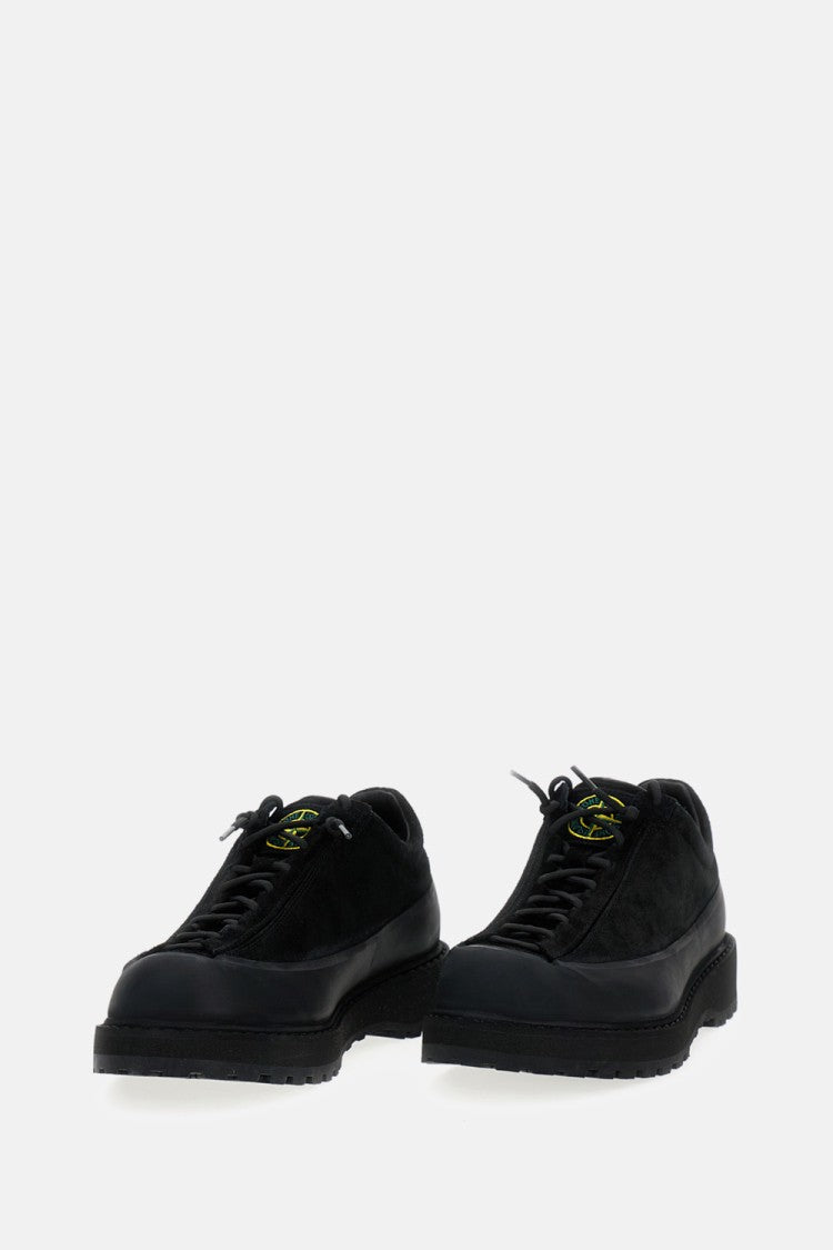 Stone Island Textured Black Sneakers With Suede Upper