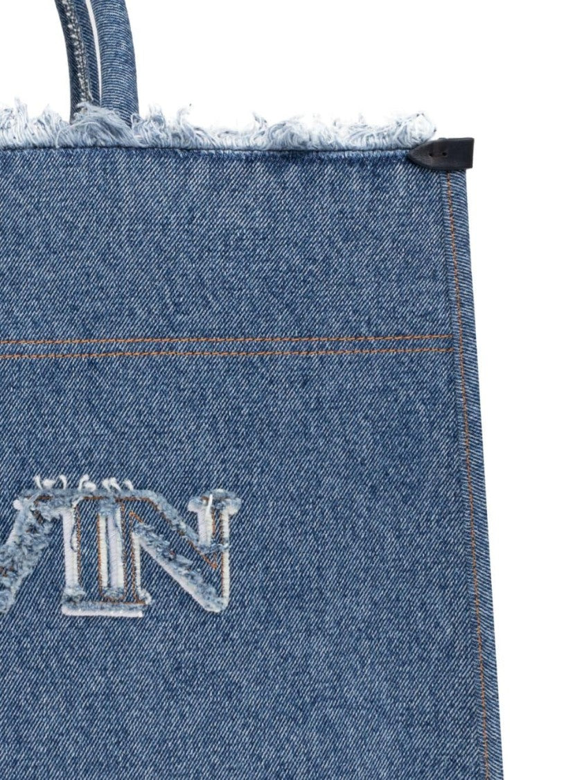 Lanvin Indigo Blue Washed Denim Tote Bag