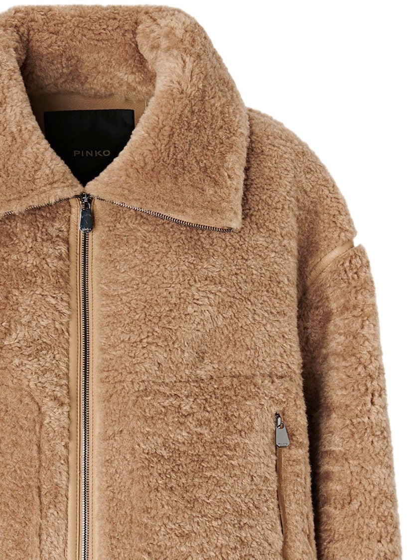 Pinko Reversible Shearling-Effect Jacket With High Collar