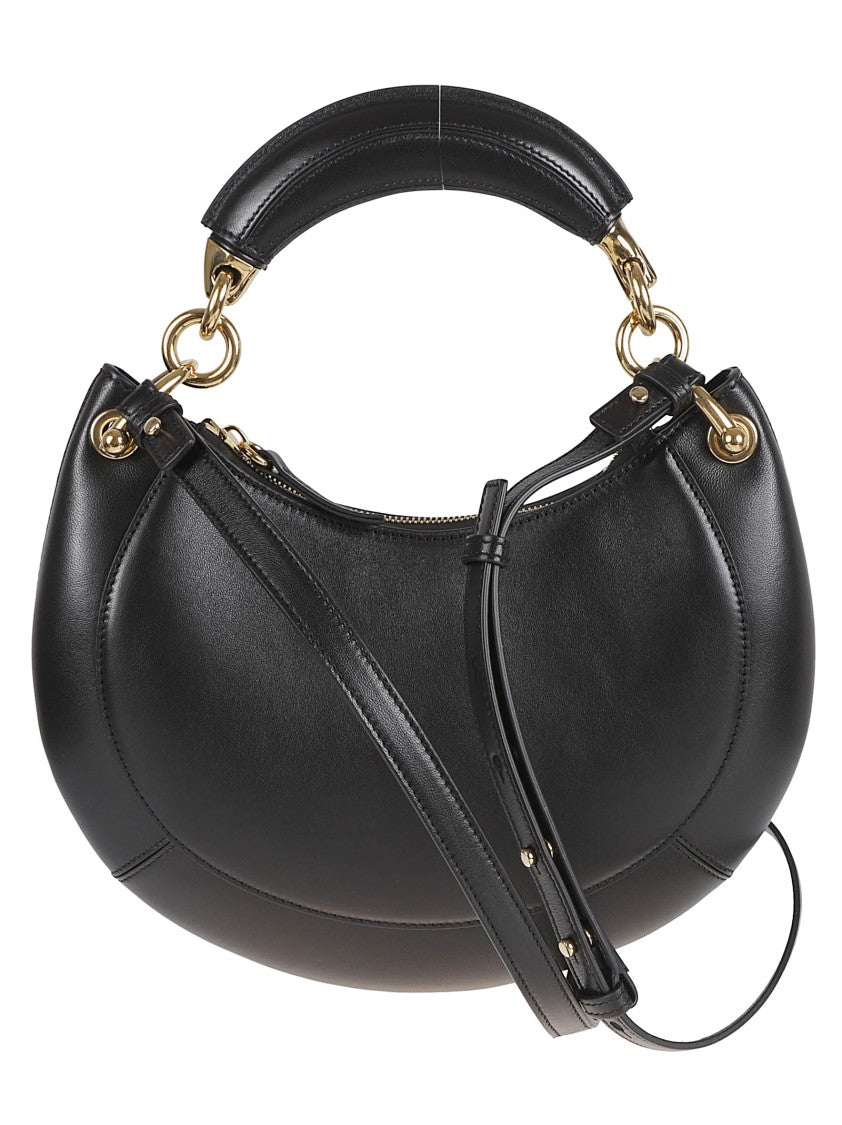 Chloé Curved Crescent Black Nappa Leather Bag With Gold Accents