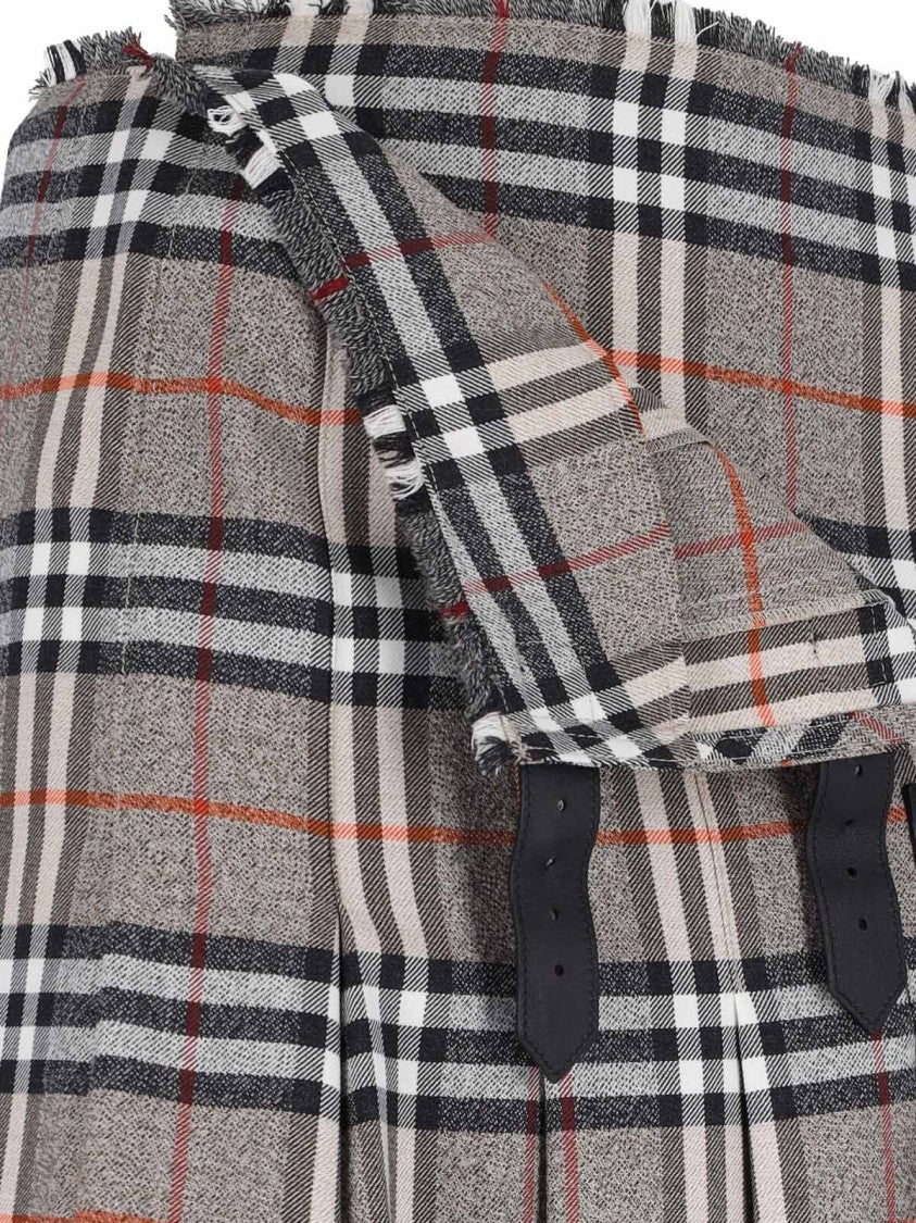 Burberry Check Midi Skirt – Brown