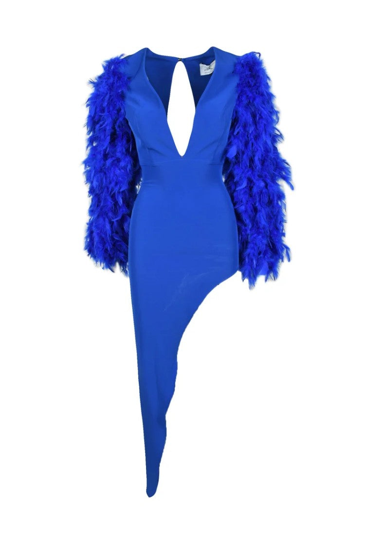 Valeria Mazza Blue Polyester Viscose Dress