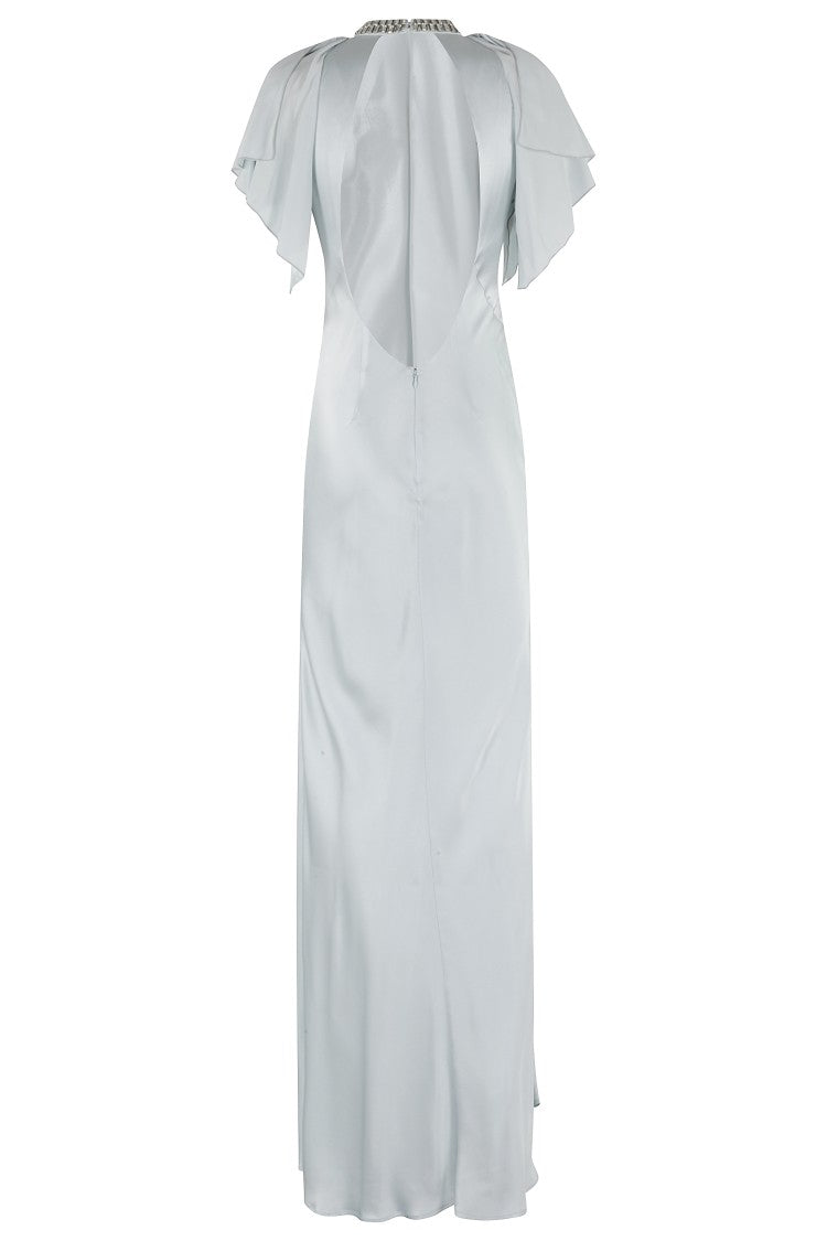 Amen Satin Dress With Swarovski Accents