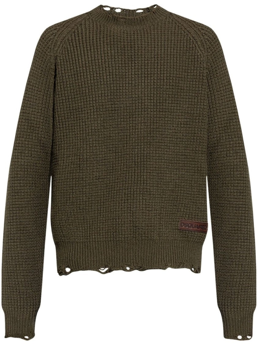 Dsquared2 Textured Knit Sweater With Cut-Out Details And Relaxed Fit