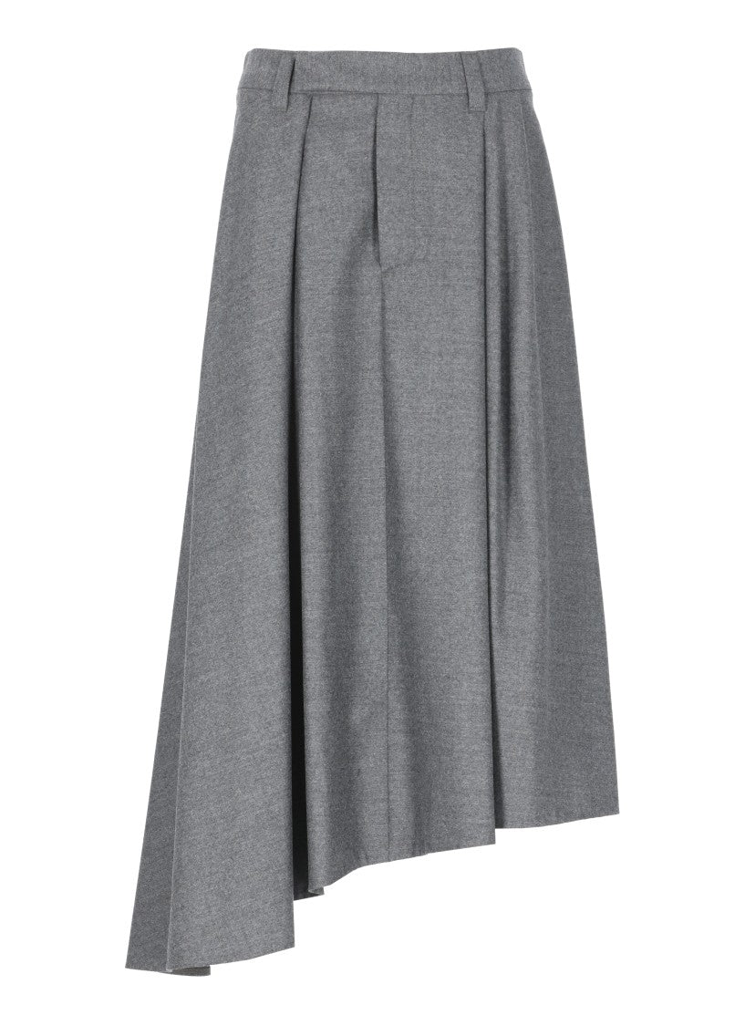 Brunello Cucinelli Grey Wool Skirt