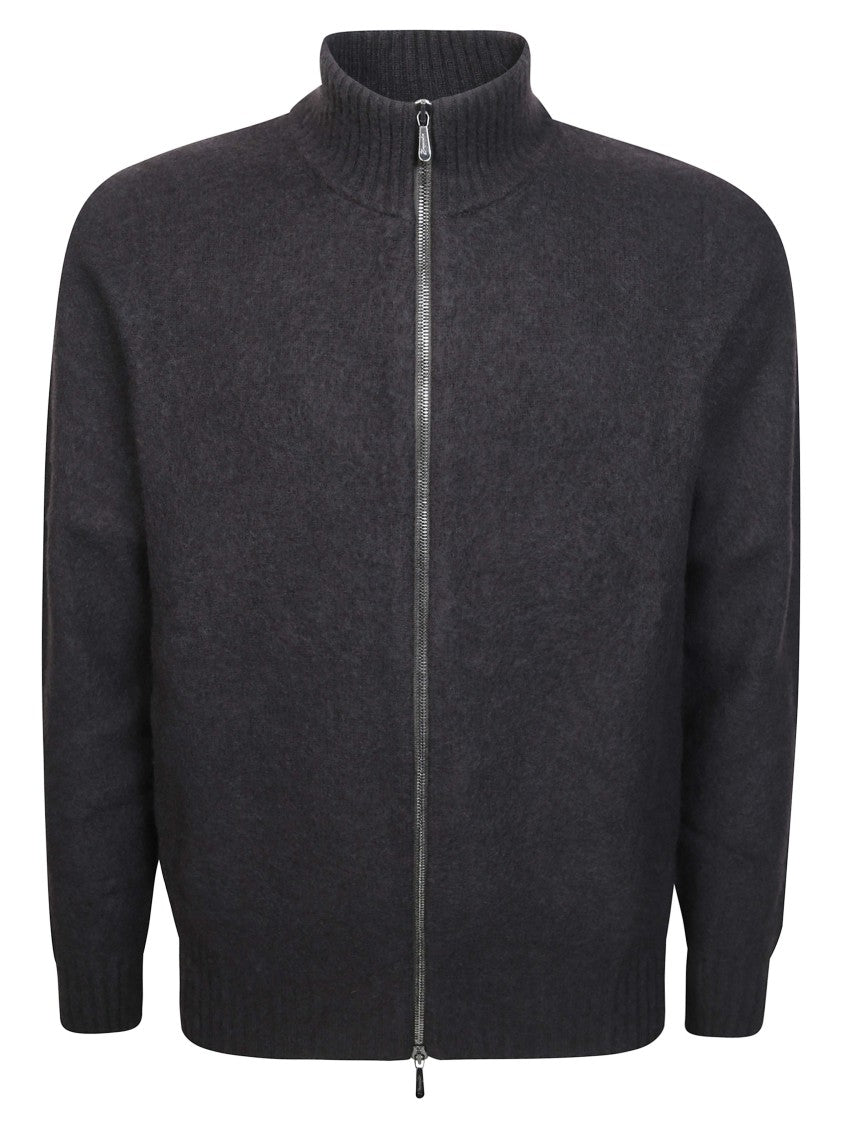 Drumohr Cardigan Zip Merino Wool Ribbed Zip-Through Cardigan