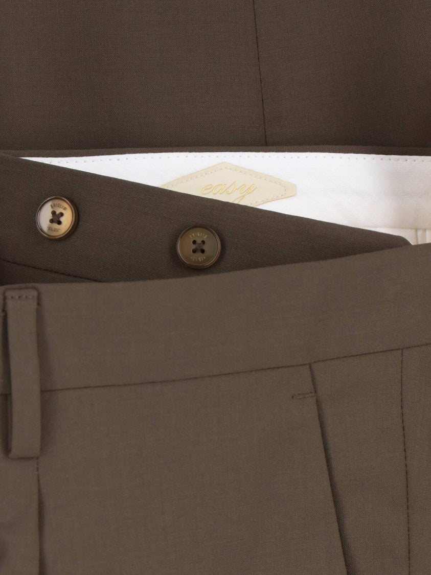 Briglia 1949 Brown Tailored Mid-Rise Virgin Wool Trousers