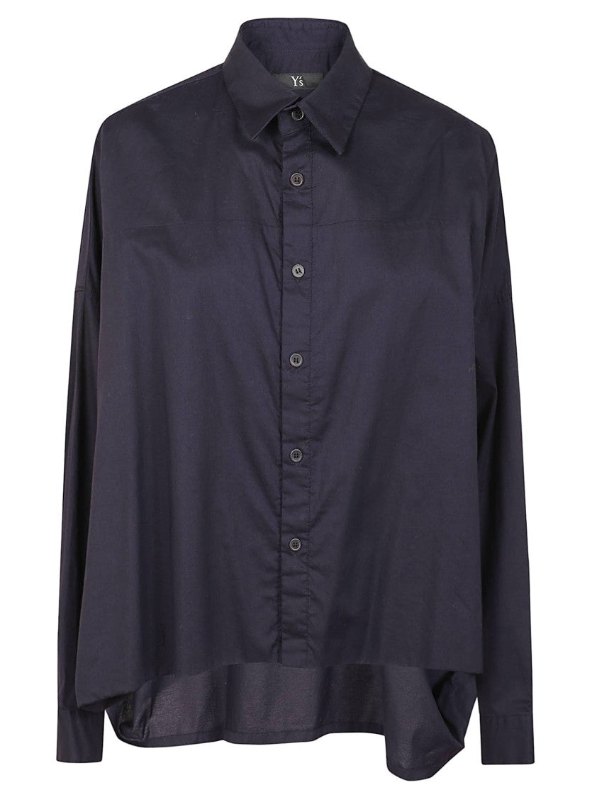 Yohji Yamamoto Relaxed Fit Black Cotton Shirt With Button-Down Front