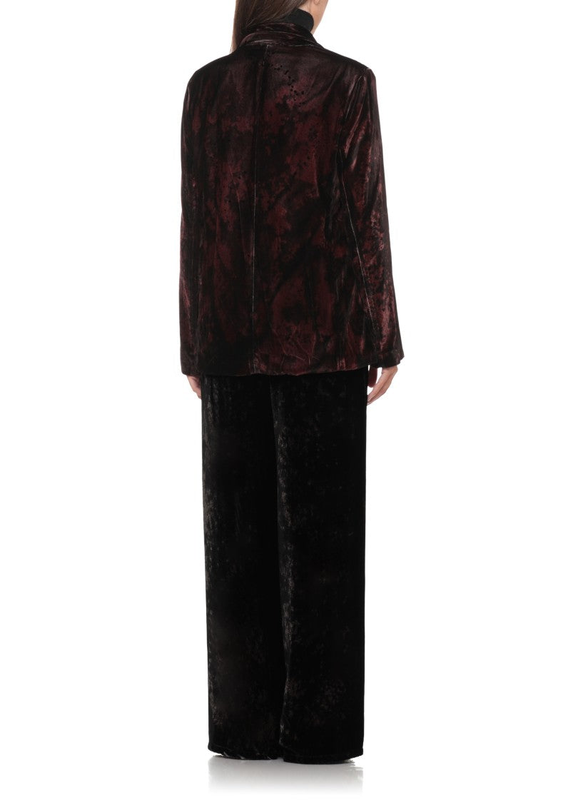 Avant Toi Burgundy Melange Velvet Blazer