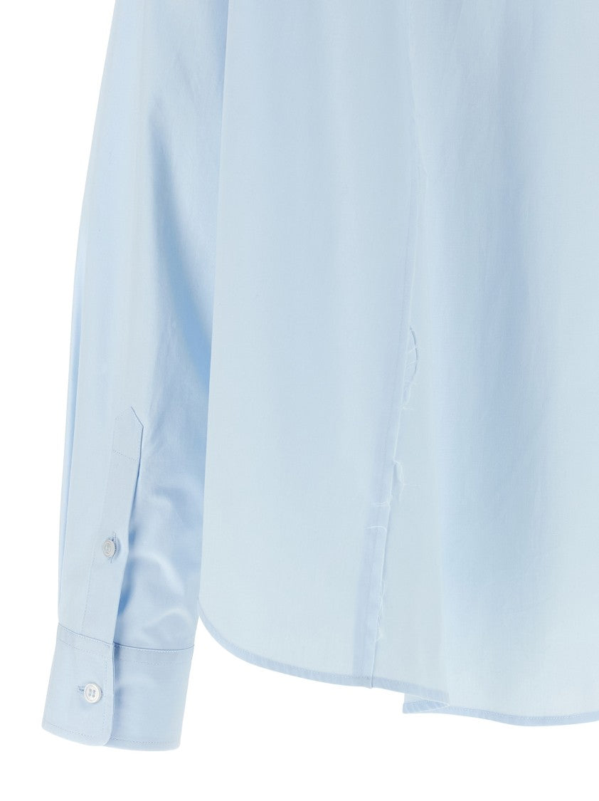 Mm6 By Maison Margiela Asymmetric Cotton Poplin Shirt With Raw Cut Detailing