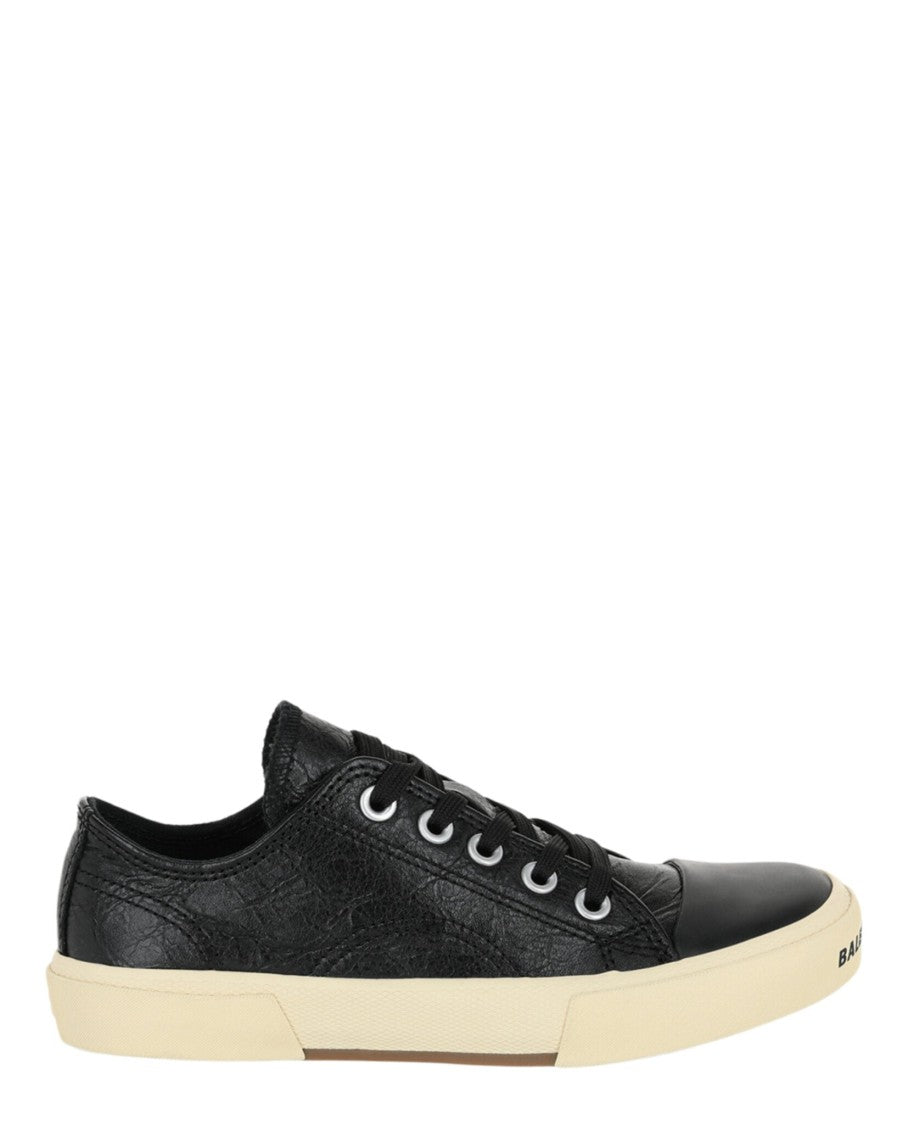 Balenciaga Pebbled Lambskin Low-Top Sneakers With Worn Sole Design