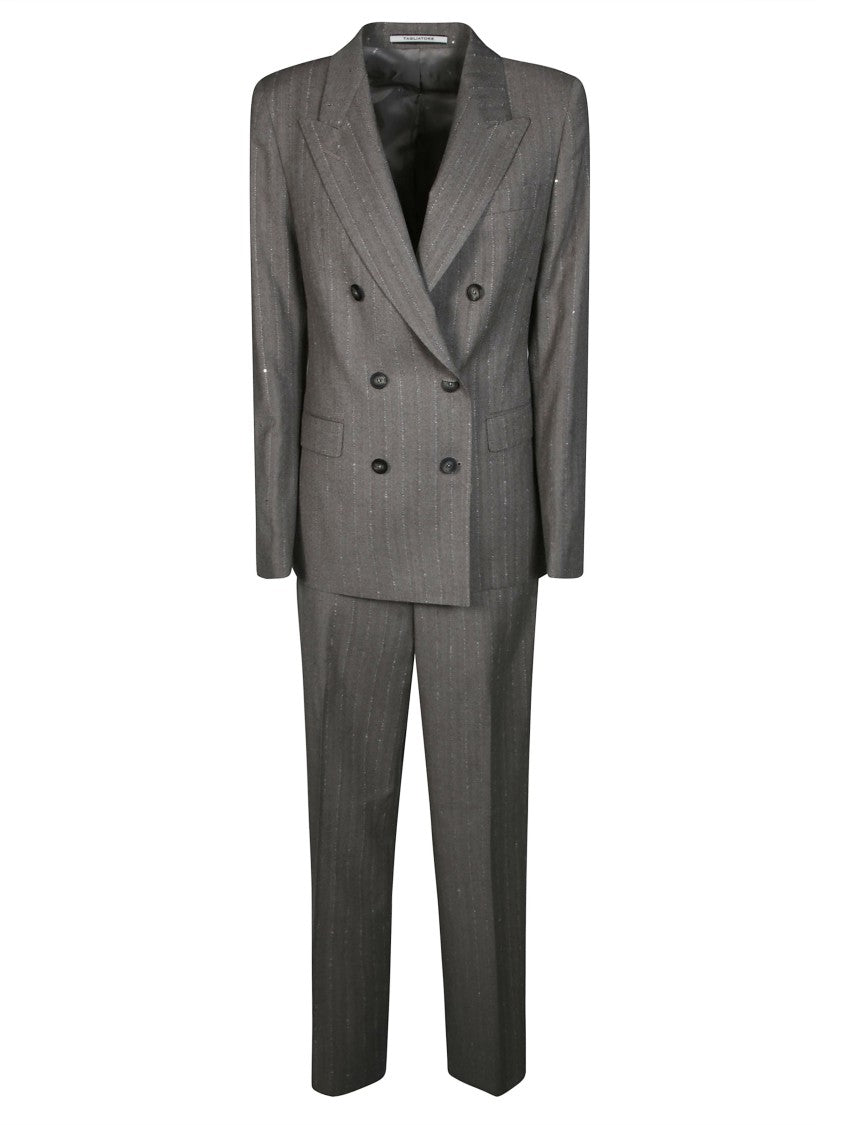 Tagliatore Pinstriped Sequined Tailored Suit