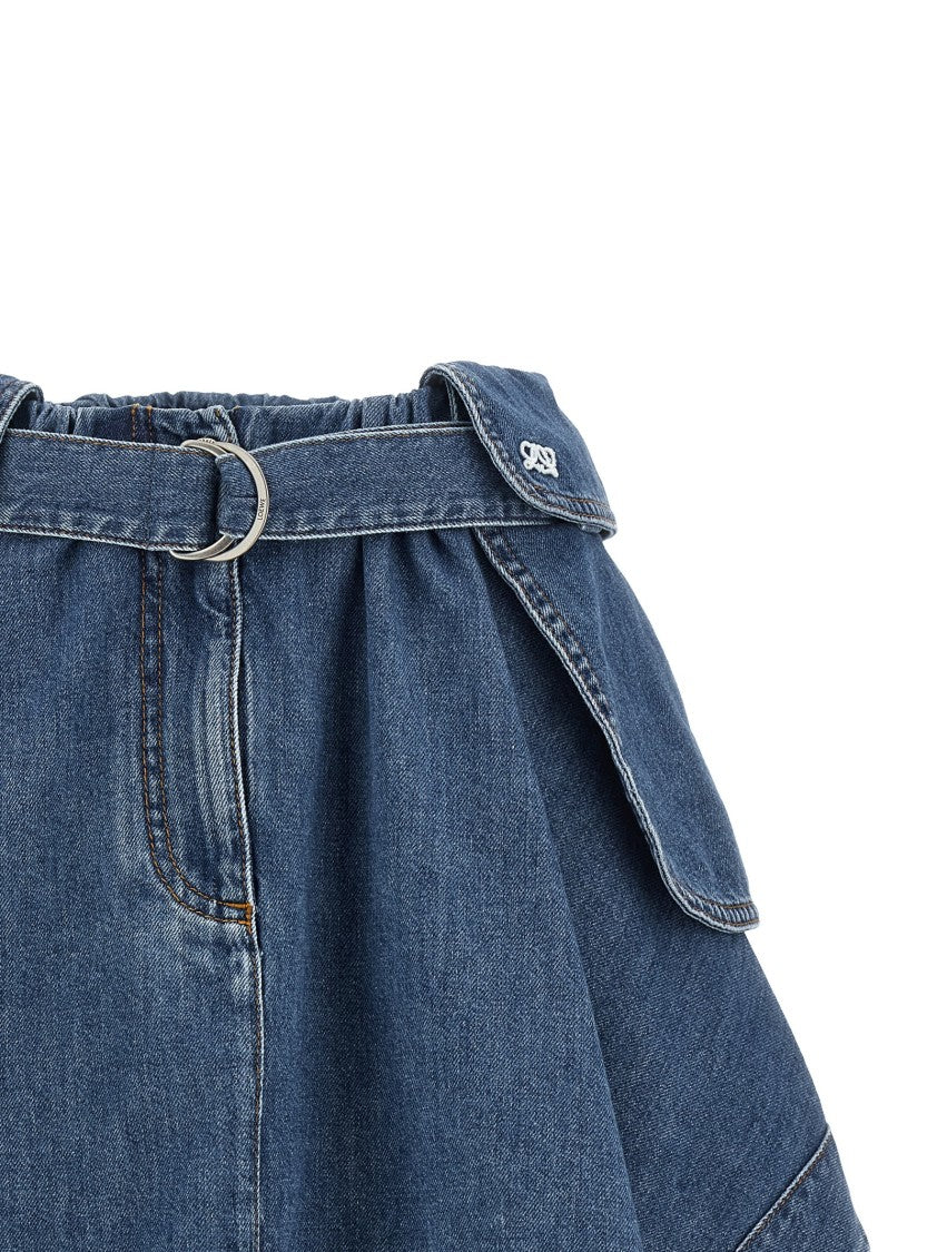Loewe Asymmetrical Mini Skirt With Cargo Flaps And Ruffled Waist