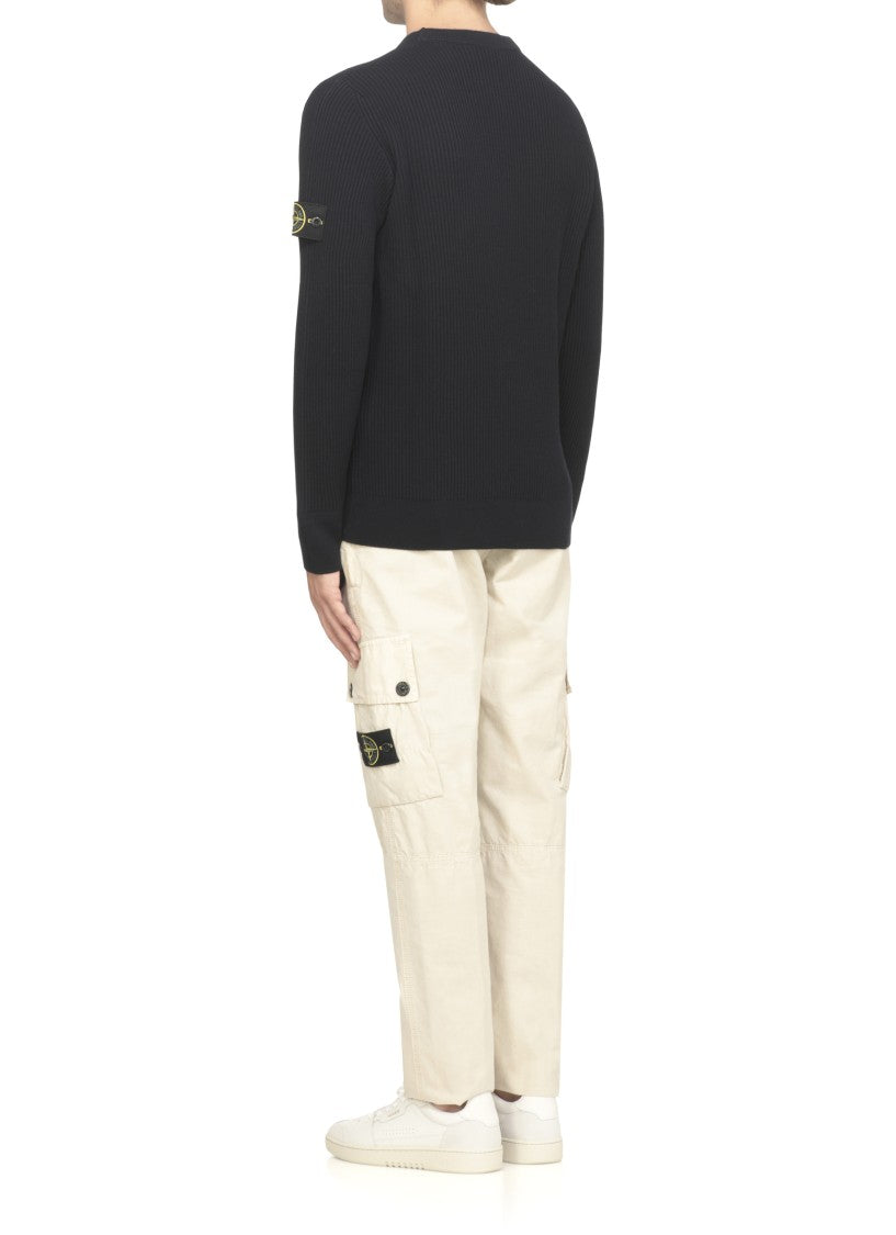 Stone Island Dark Blue Wool Sweater