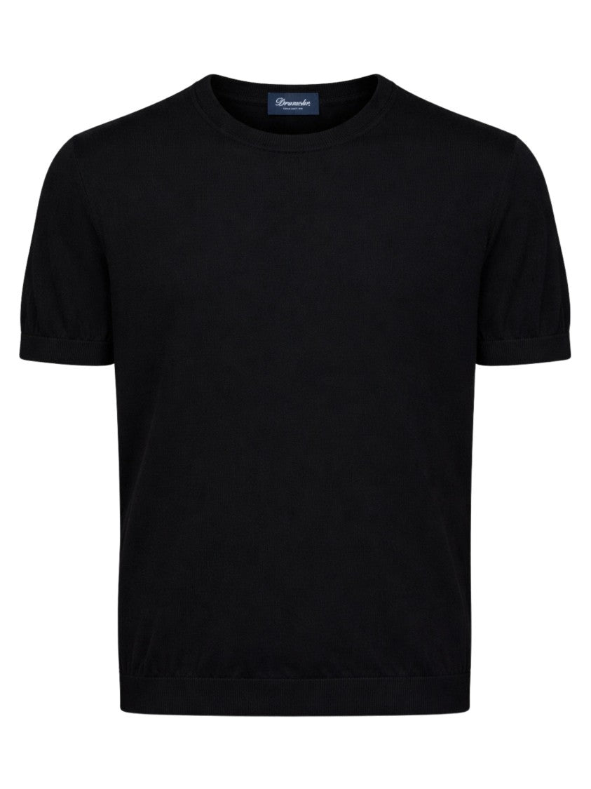 Drumohr Black Fitted Ribbed Sweater