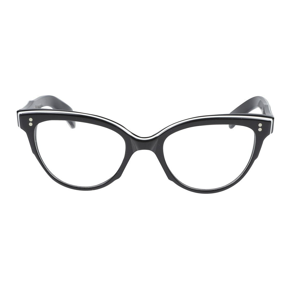 Kador Monya Glossy Black Cat-Eye Eyeglasses With Gold Turtle Emblem