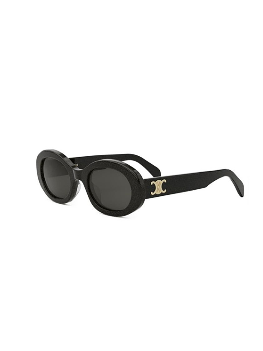 Celine Oval Black Sunglasses With Textured Finish