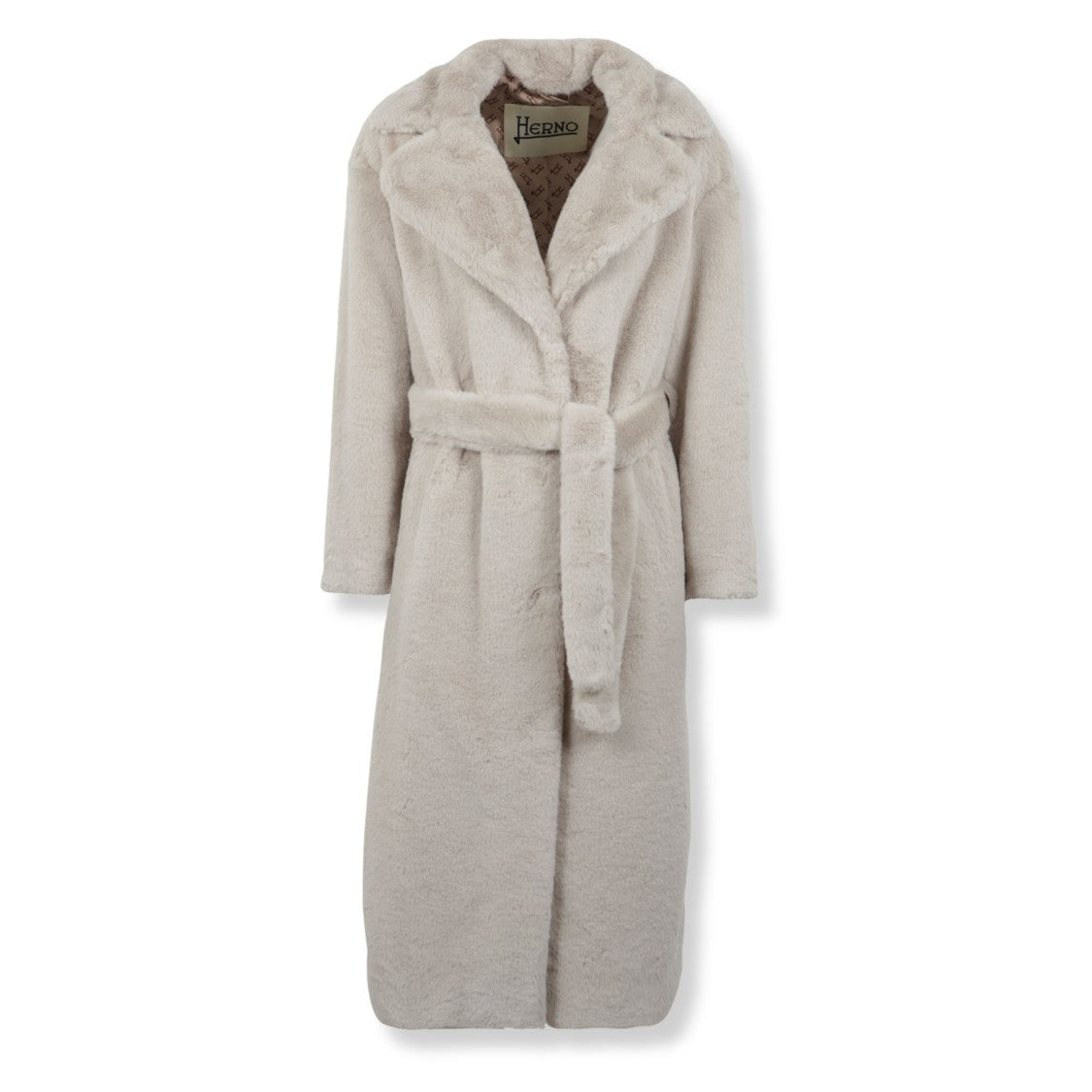 Herno Soft Faux Fur Long Coat With Plush Texture