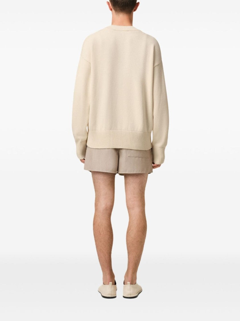 Ami V-Neck Knit Sweater With Ribbed Cuffs