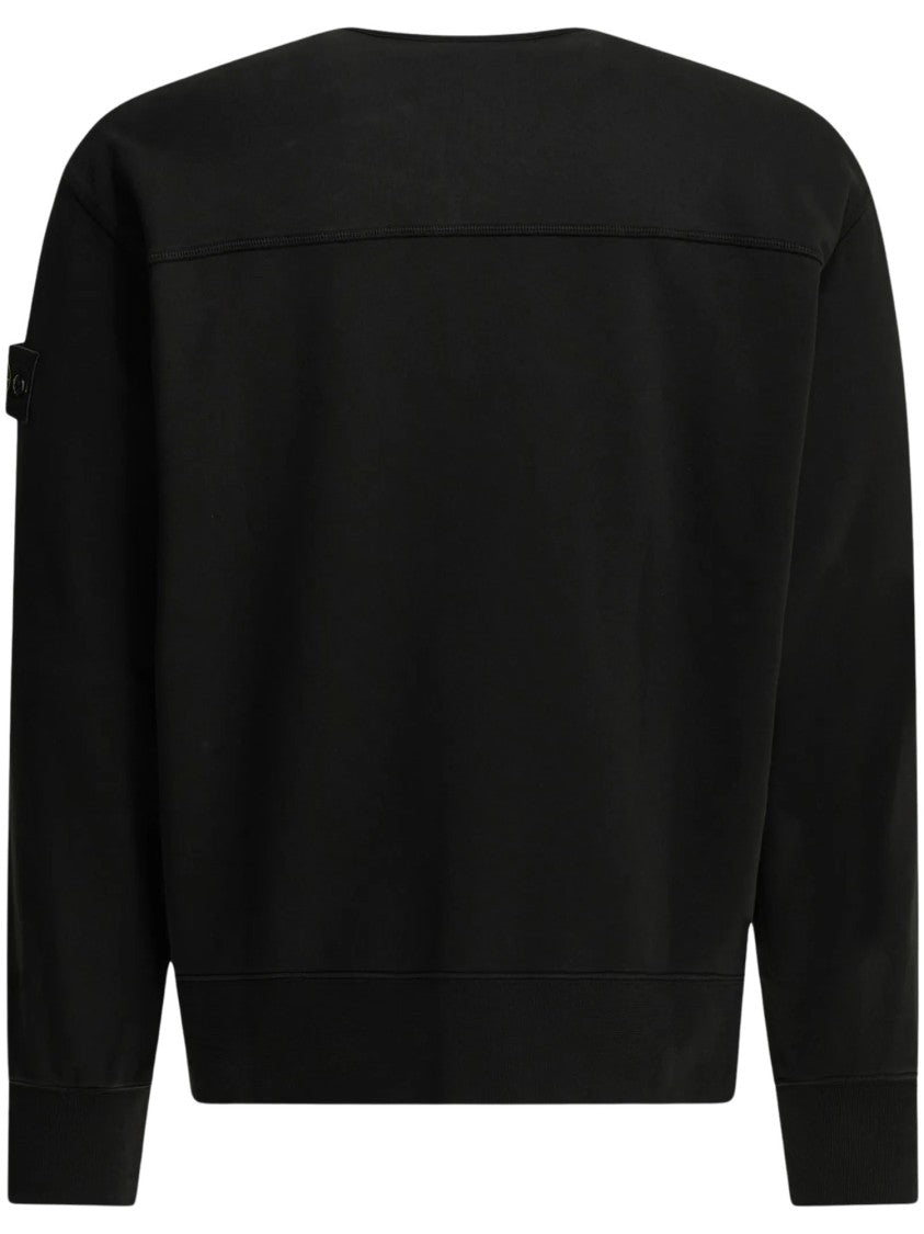 Stone Island V-Neck Cropped Button-Up Sweatshirt