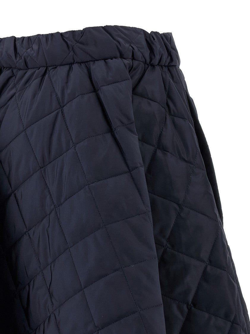 Prada Quilted Midi Skirt With Drawstring Waist And Triangular Logo