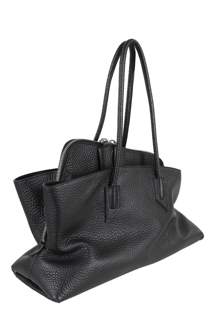The Attico Black La Passeggiata Medium Calf Leather Tote Bag