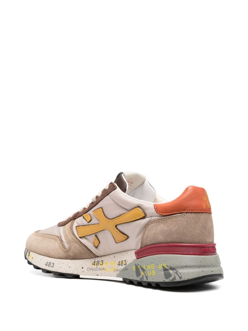 Premiata Beige And Brown Texture Sneakers