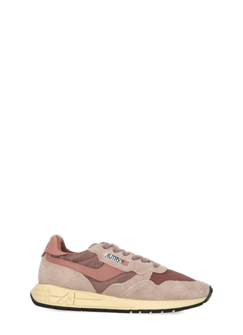 Autry Pink Suede Contrast Sole Sneakers