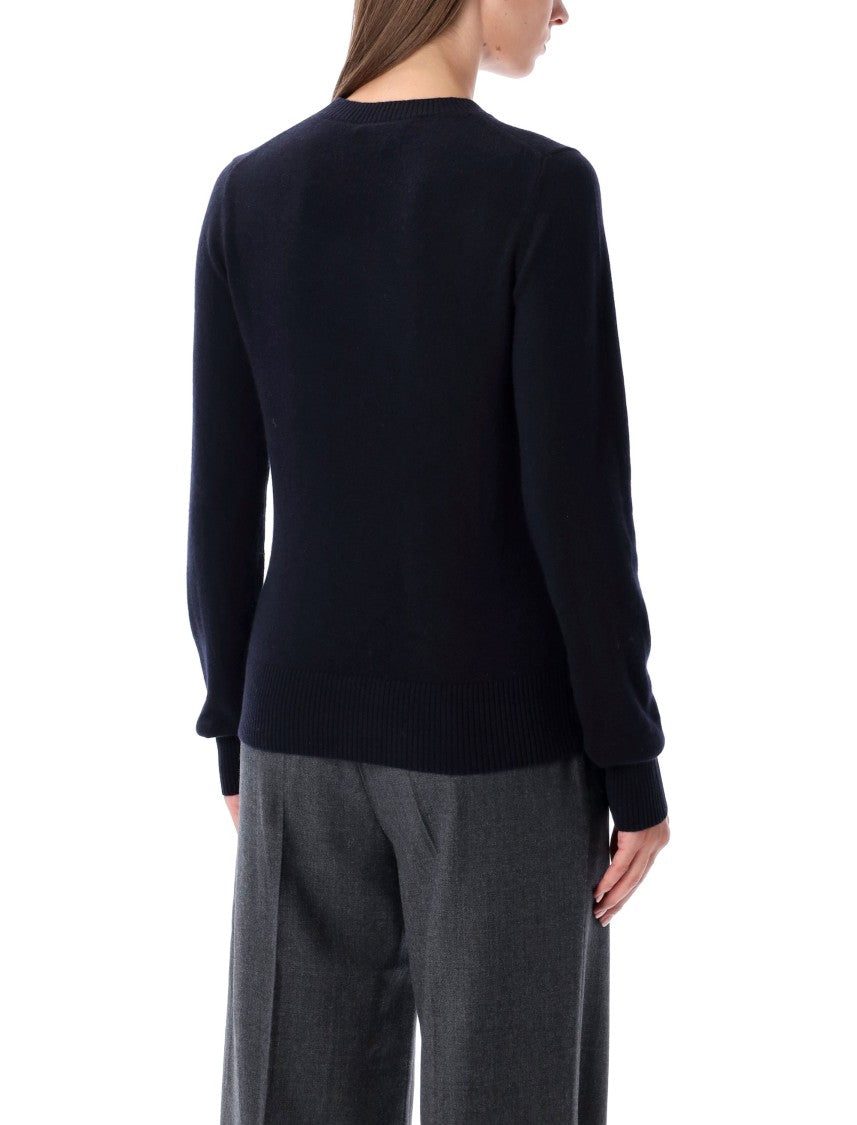 Rhea Navy Blue Wool-Cashmere Slim Fit Sweater