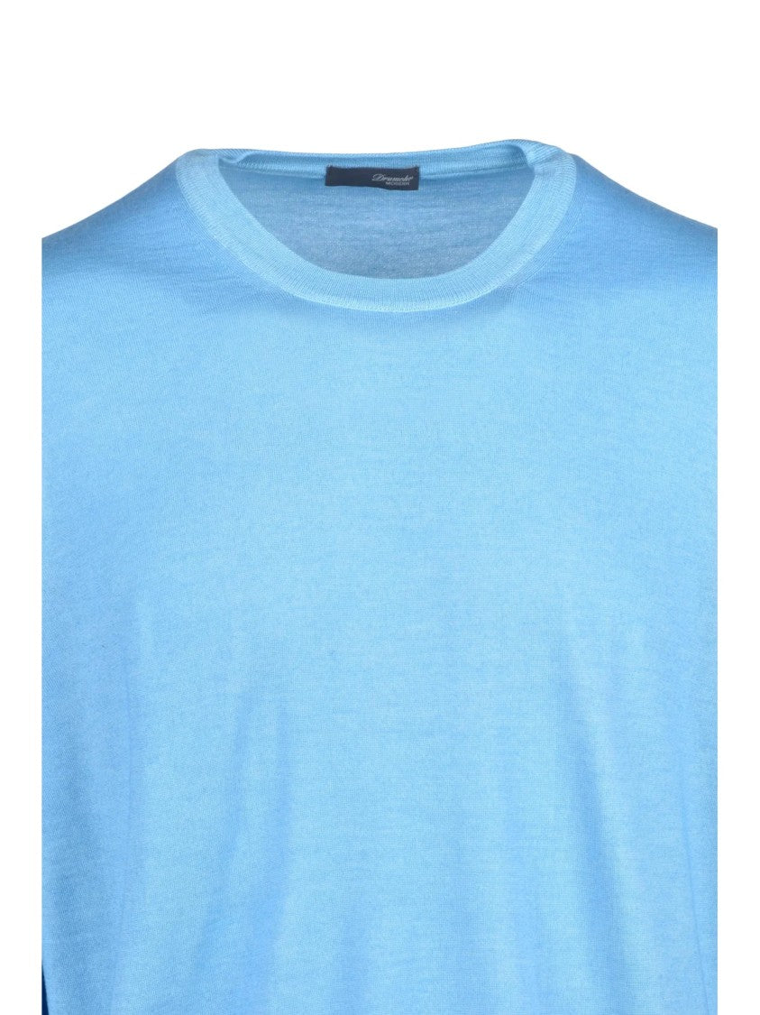 Drumohr Light Blue Extrafine Merino Wool Crewneck Sweater