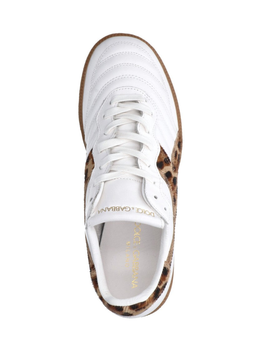 Dolce & Gabbana Leopard Print Detailed Sneakers With Smooth Leather Finish
