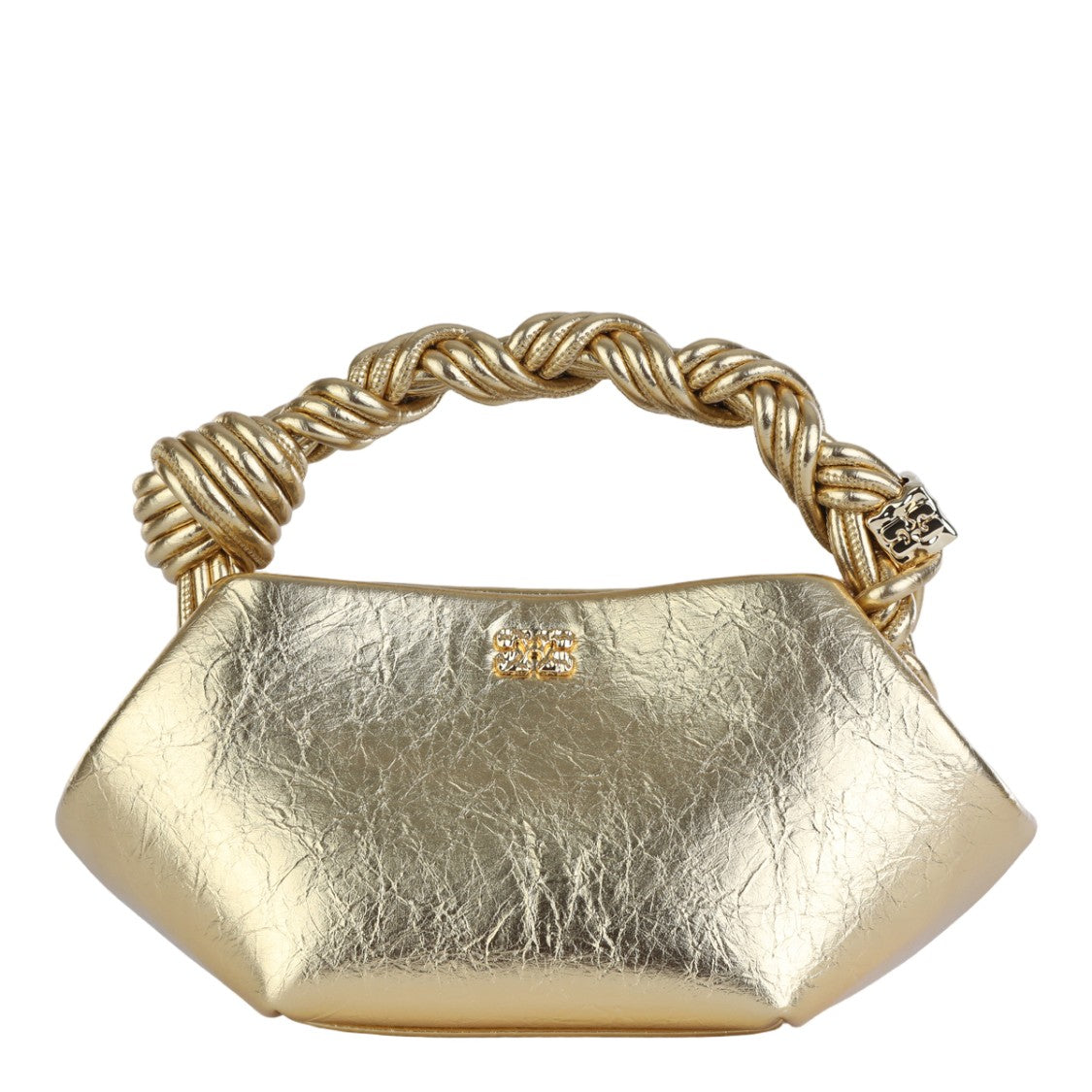 Ganni Crinkled Metallic Gold Geometric Bag