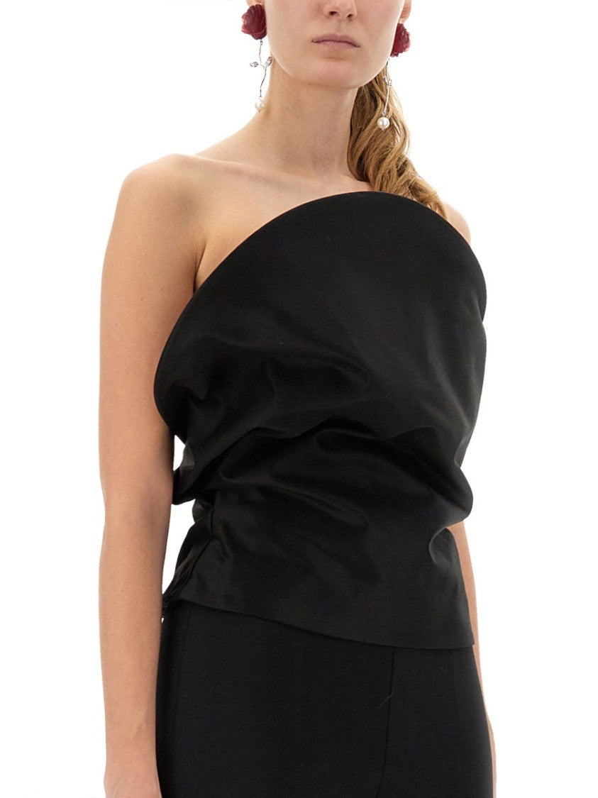 Magda Butrym Sculptural One-Shoulder Bustier With Architectural Elements