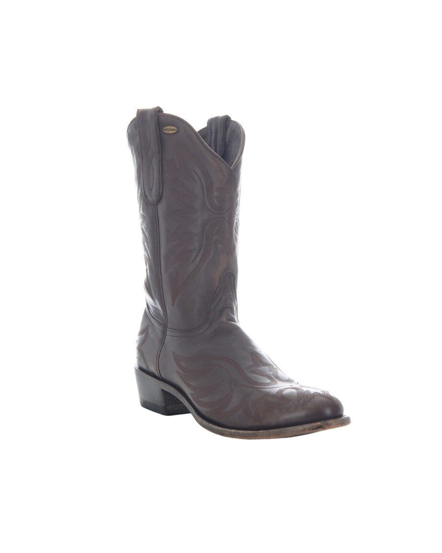 Mexicana Chocolate Stitched Leather Boots