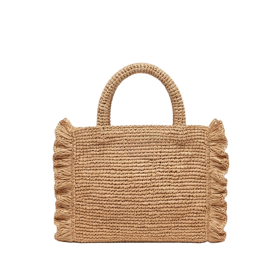 Mc2 Saint Barth Raffia Bag With Ruffled Edges And Contrasting Logo