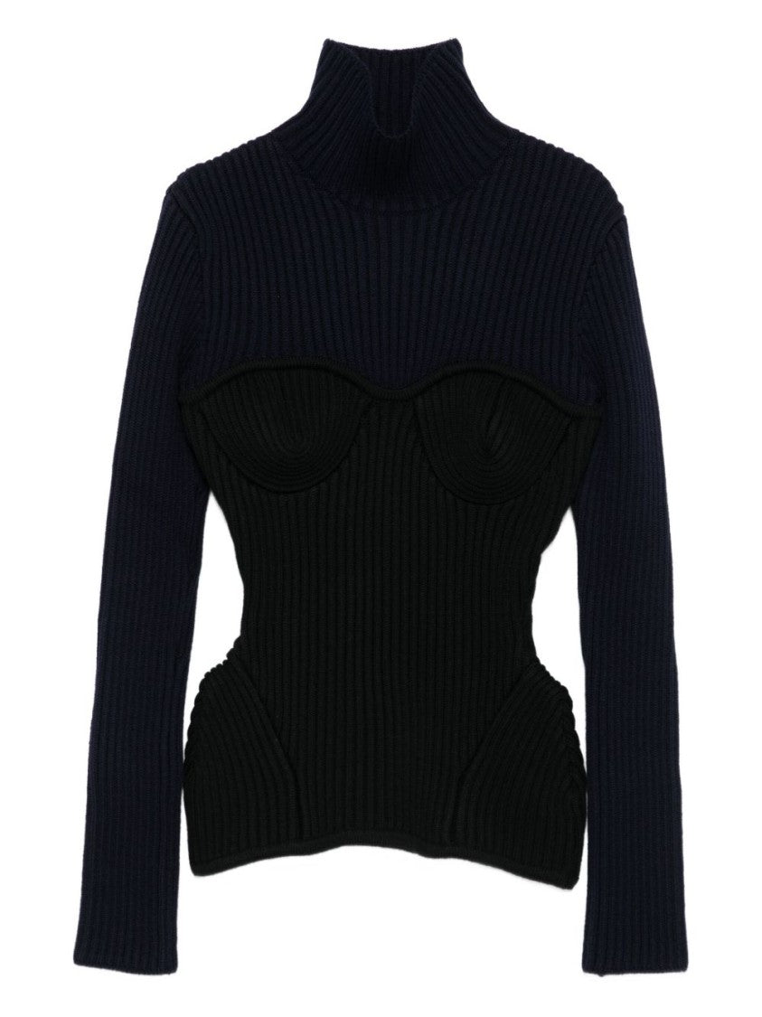 Jean Paul Gaultier Black Merino Wool Long Sleeve Top
