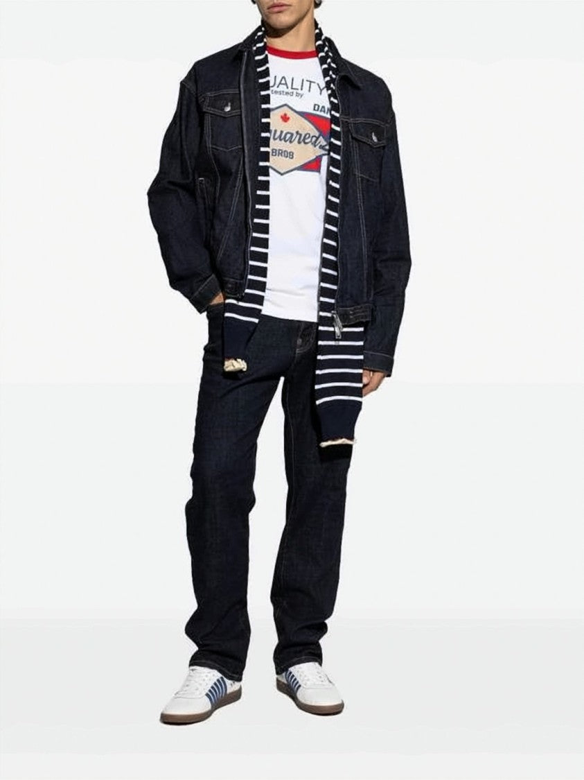 Dsquared2 Dark Indigo Straight-Leg Denim Pants With Signature Details