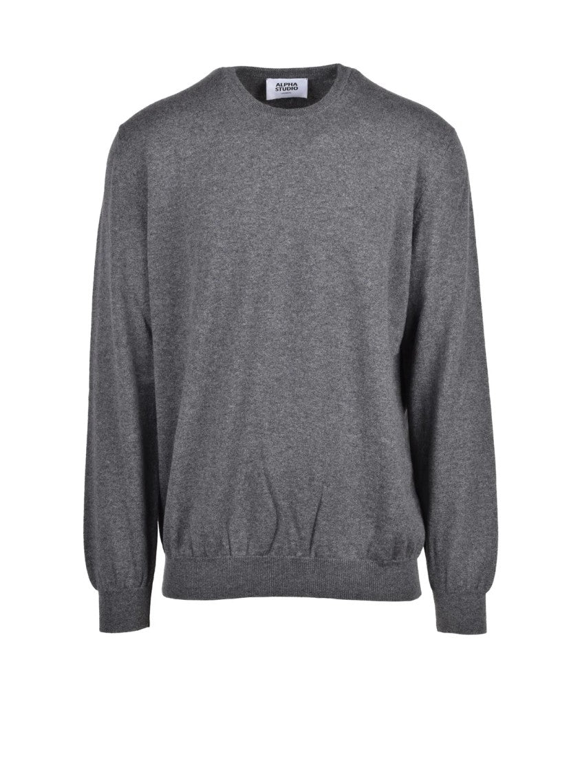 Alpha Studio Cashmere Crewneck Pullover With Fine Knit Texture