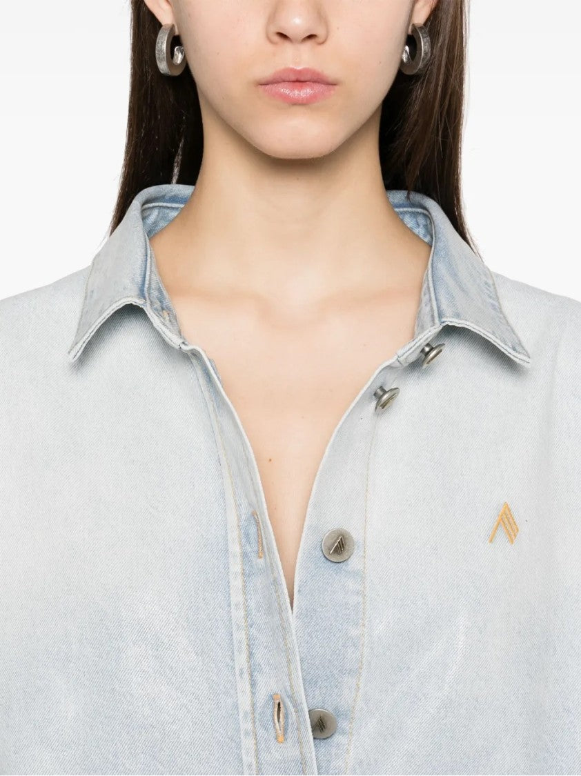 The Attico Oversized Light Wash Denim Shirt
