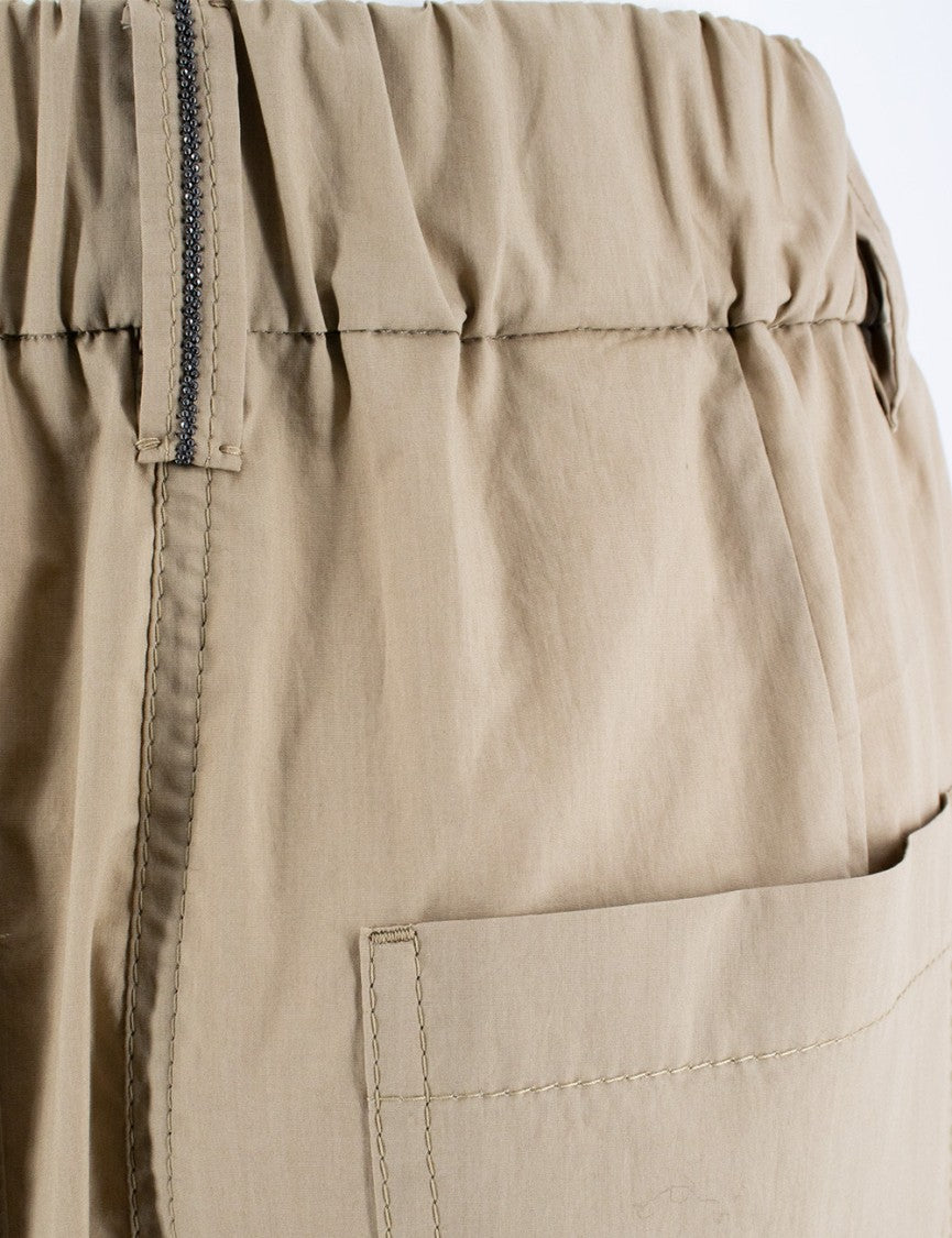 Brunello Cucinelli Cotton Poplin Trousers With Jewel Embroidery