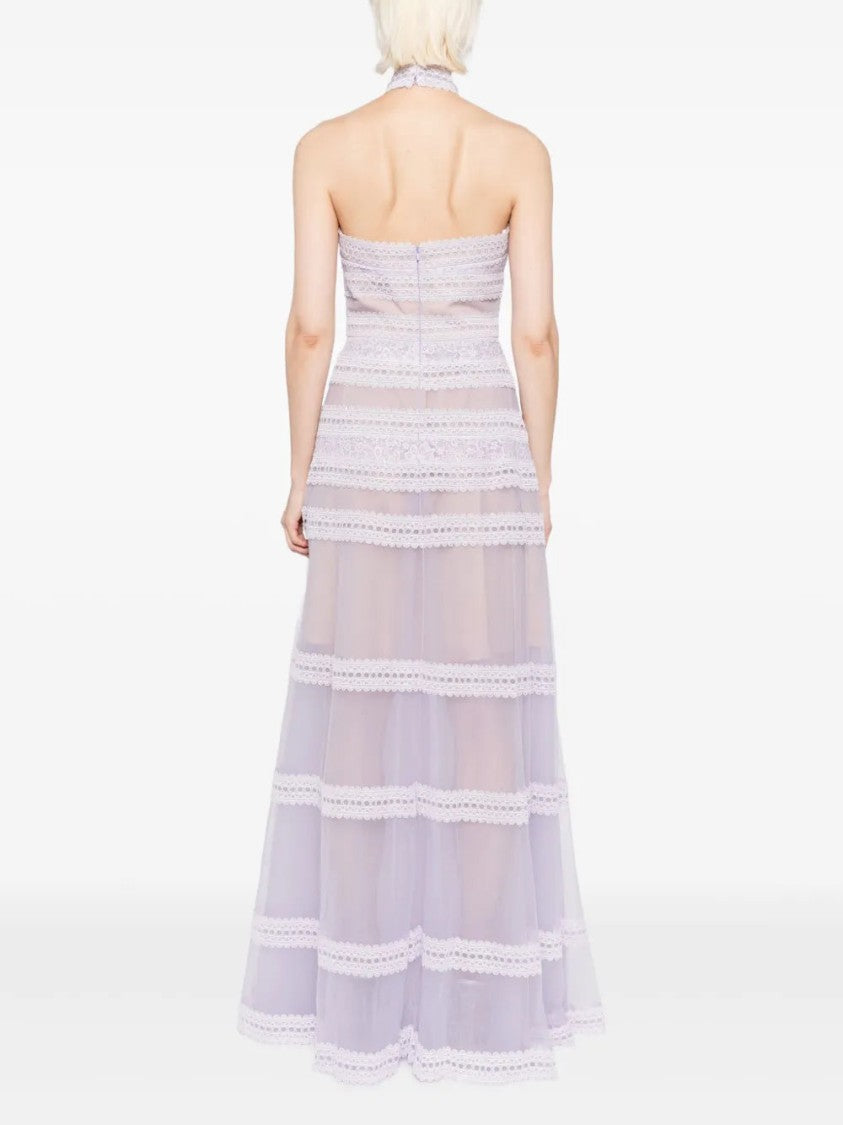 Saiid Kobeisy Lace Striped Long Dress