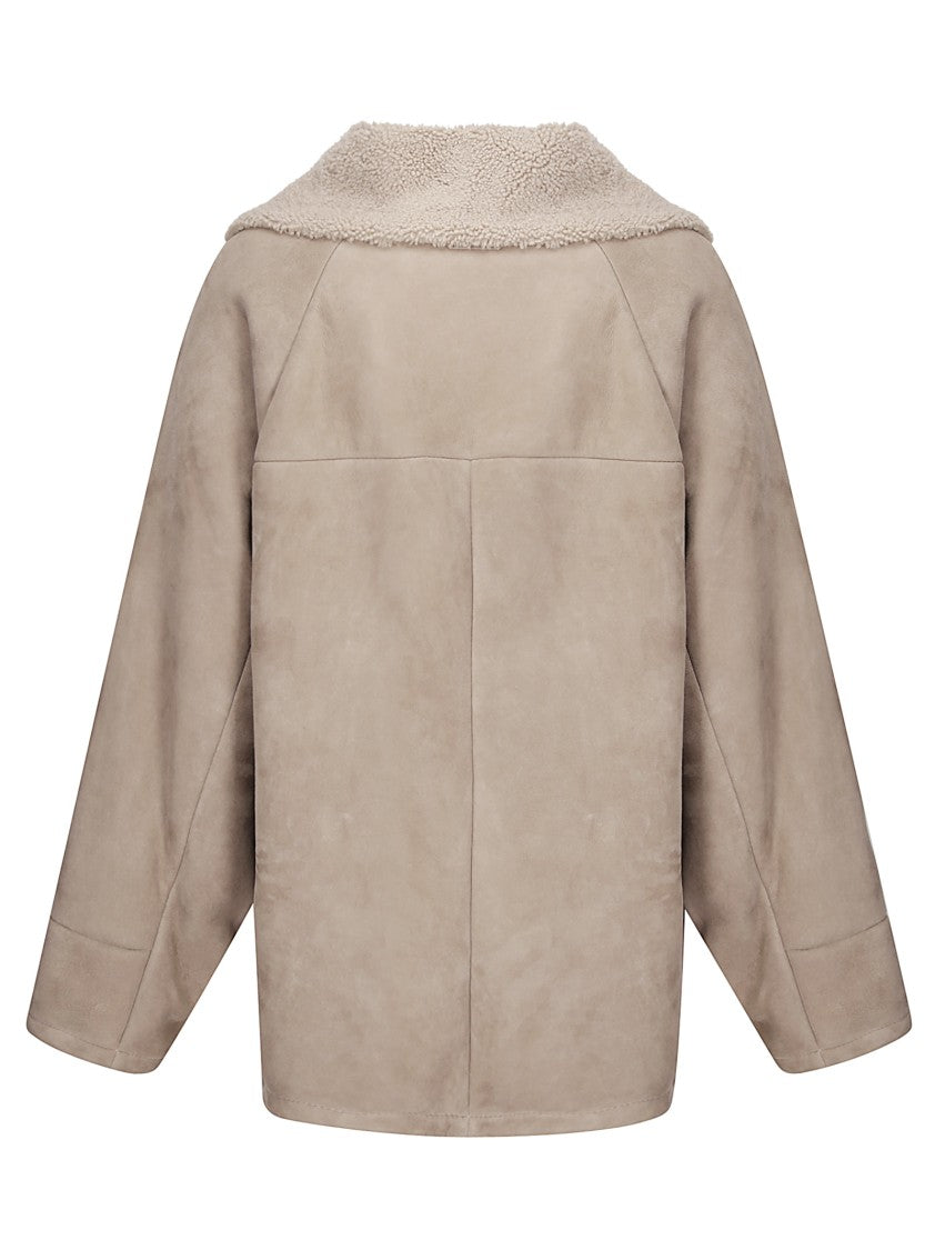 Salvatore Santoro Brown Leather Bomber Jacket With Plush Sheepskin Lining