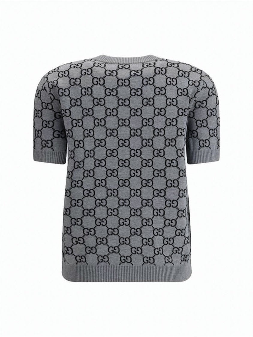 Gucci Short-Sleeved Knit Top With Geometric Pattern