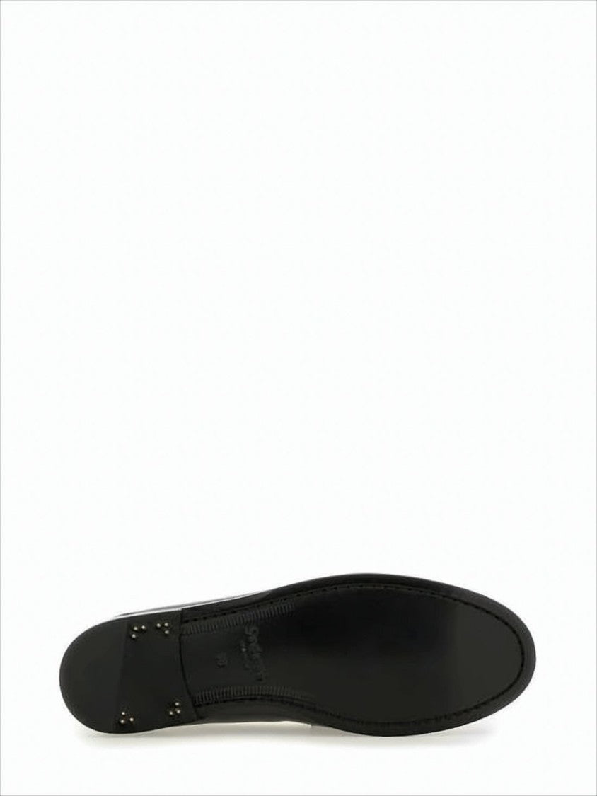 Saint Laurent Smooth Calf Leather Black Loafers With Gathered Detail