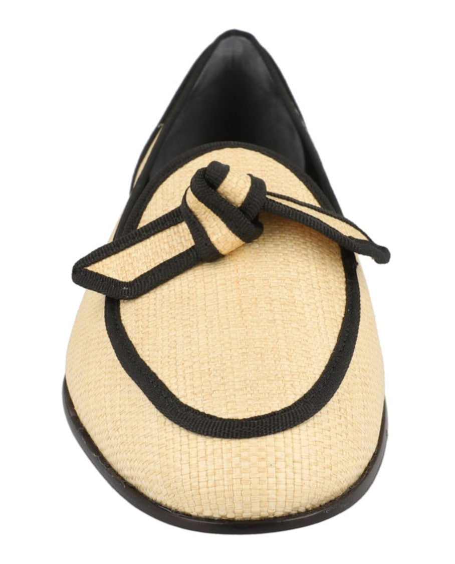Alexandre Birman Grosgrain-Trim Raffia Loafers