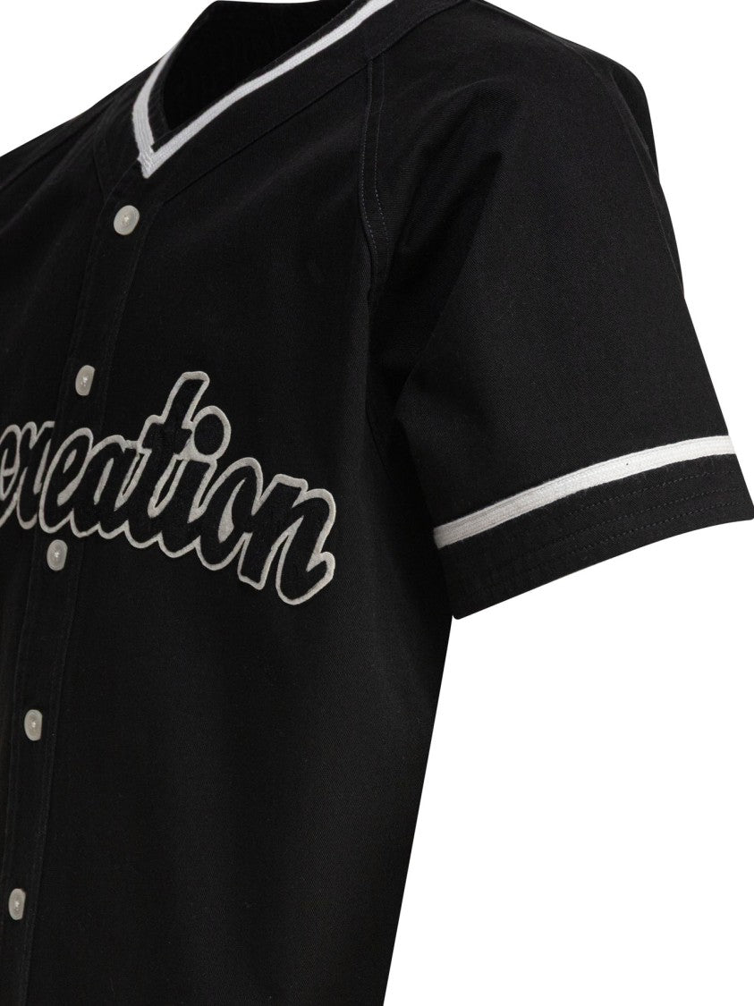 Bode Short-Sleeve Cotton Shirt With Varsity Accents