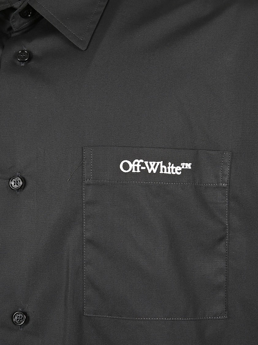 Off-White Cotton Shirt With Embroidered Logo