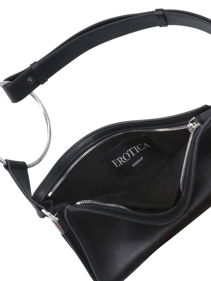 Dondup Black Calf Leather Single Handle Shoulder Bag