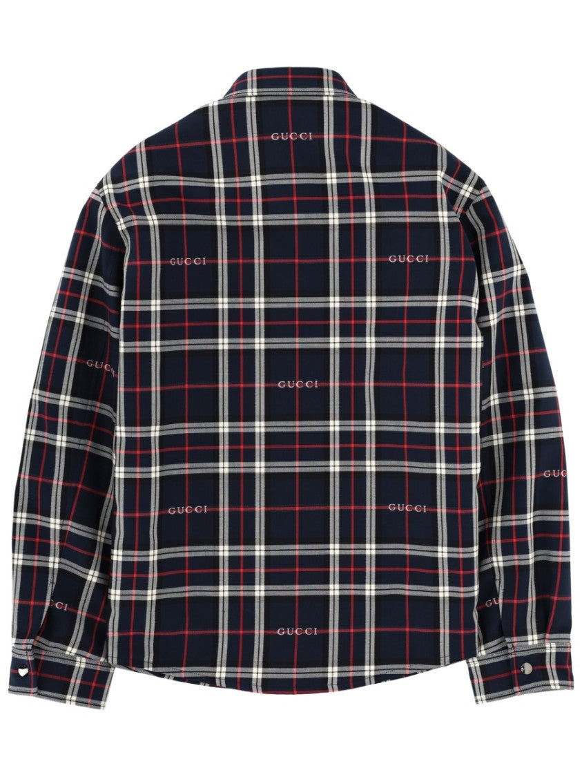 Gucci Plaid Cotton Overshirt With Integrated Logo